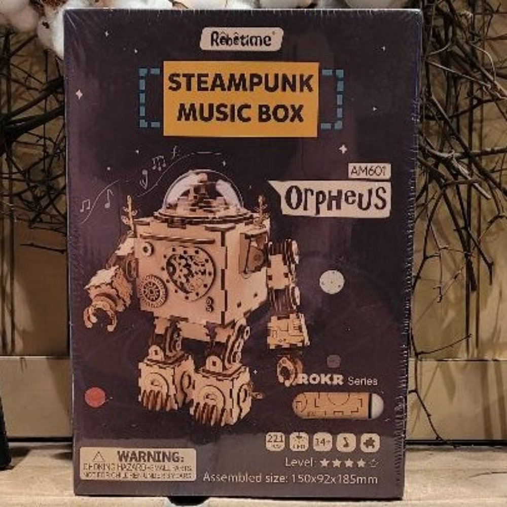 NWT ROBOTIME Wooden 3D Puzzle Music Box With Light